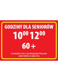 Tabliczka PCV 20x30cm Godzina Dla Seniorów 60 + CZERWONA