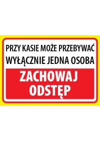 Tabliczka PCV 20x30cm KASA zachowaj odstęp CZERWONA