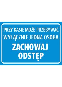 Tabliczka PCV 20x30cm KASA zachowaj odstęp NIEBIESKA