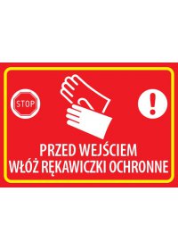 Tabliczka PCV 20x30cm Rękawiczki Ochronne CZERWONA