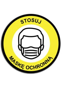 Naklejka okrągła Ø30cm STOSUJ MASKĘ OCHRONNĄ