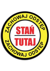 Naklejka okrągła Ø30cm ZACHOWAJ ODSTĘP